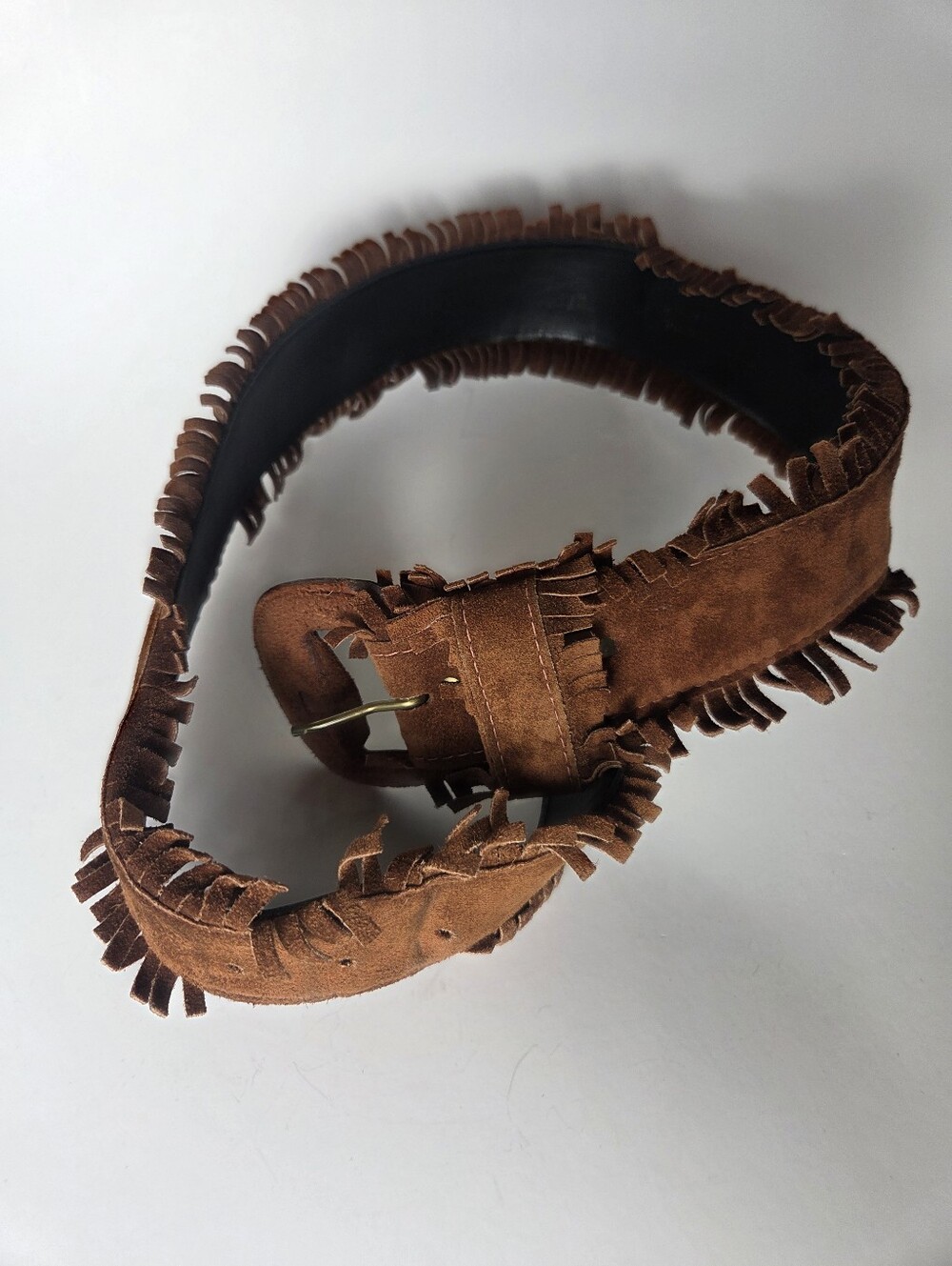 Jill Stuart Leather Belt Brown Fringe Boho Womens Small Bohemian